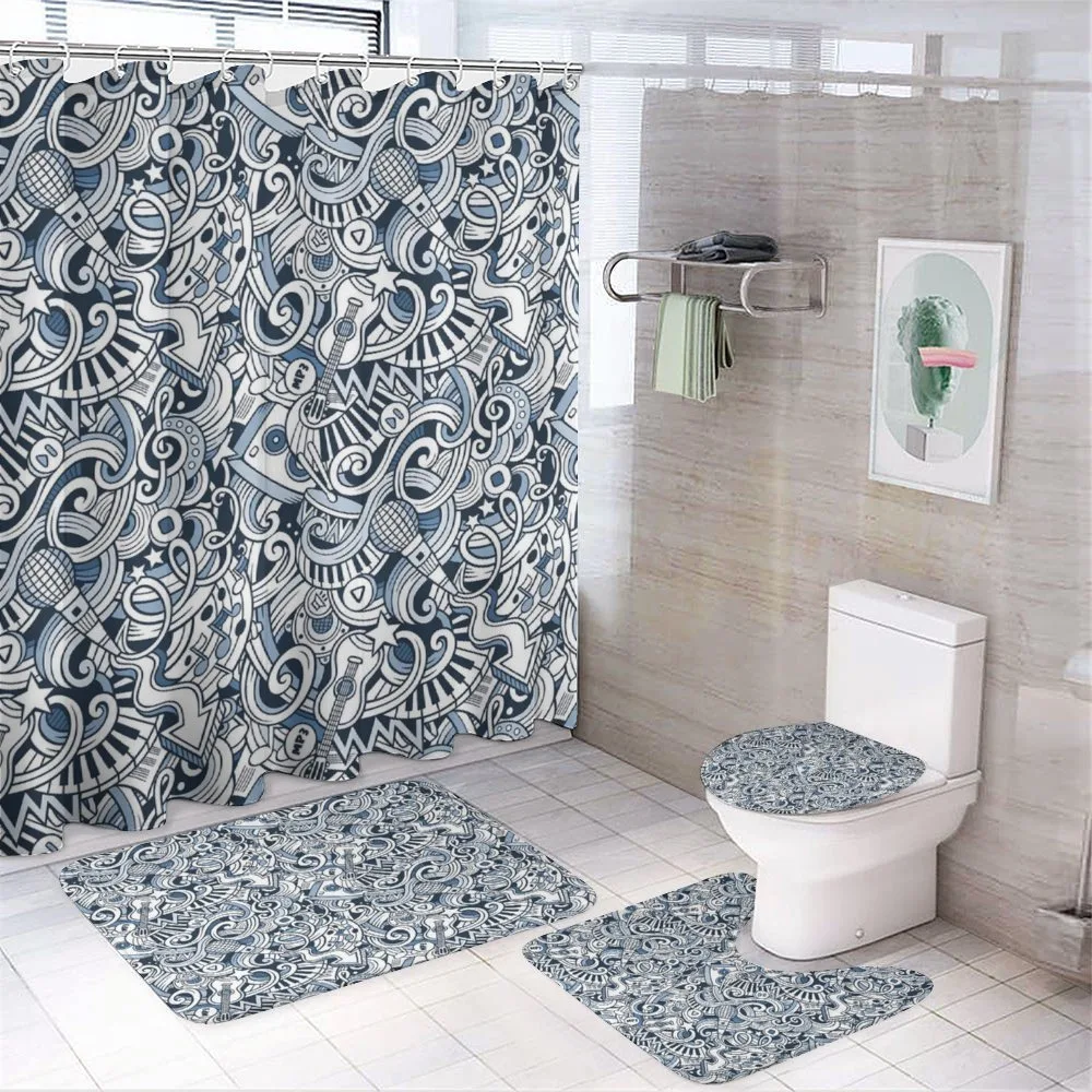 Music Doodle Art — 4-Piece Bathroom Set preview