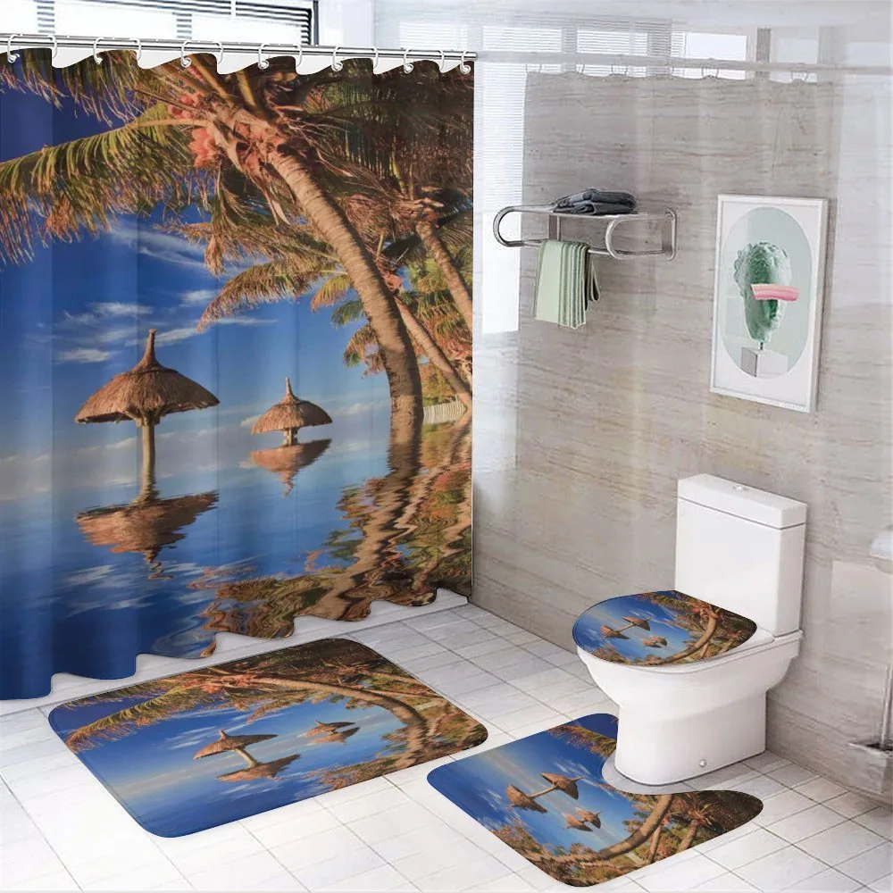 Palm Trees Calm Ocean — 4-Piece Bathroom Set preview