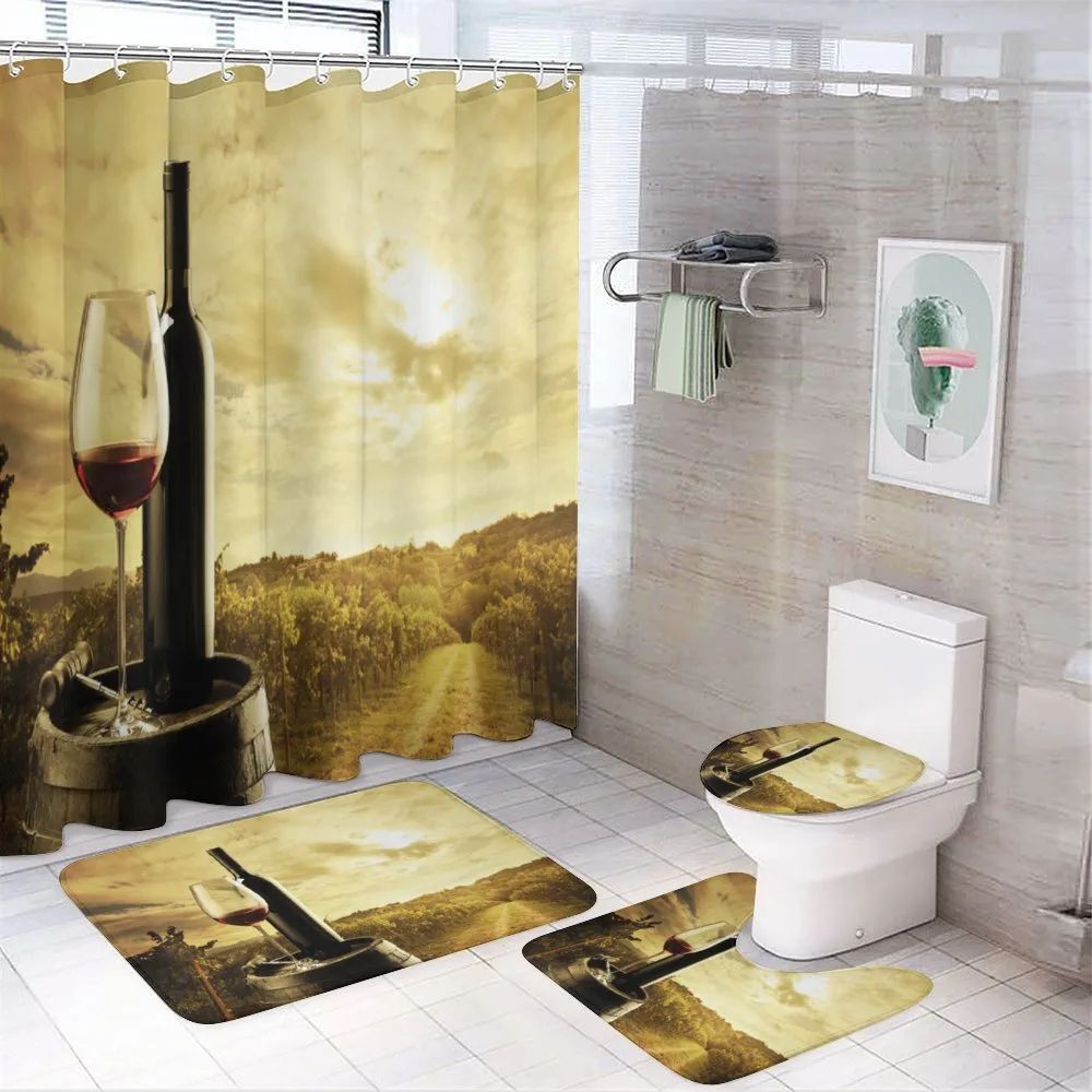Red Wine Themed Vineyard — 4-Piece Bathroom Set preview