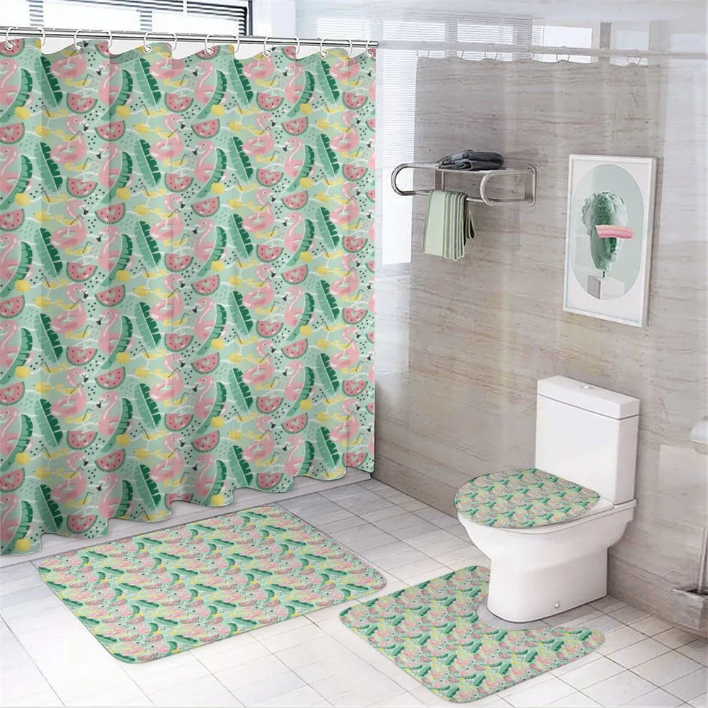 Tropic Flamingo and Cocktail — 4-Piece Bathroom Set preview