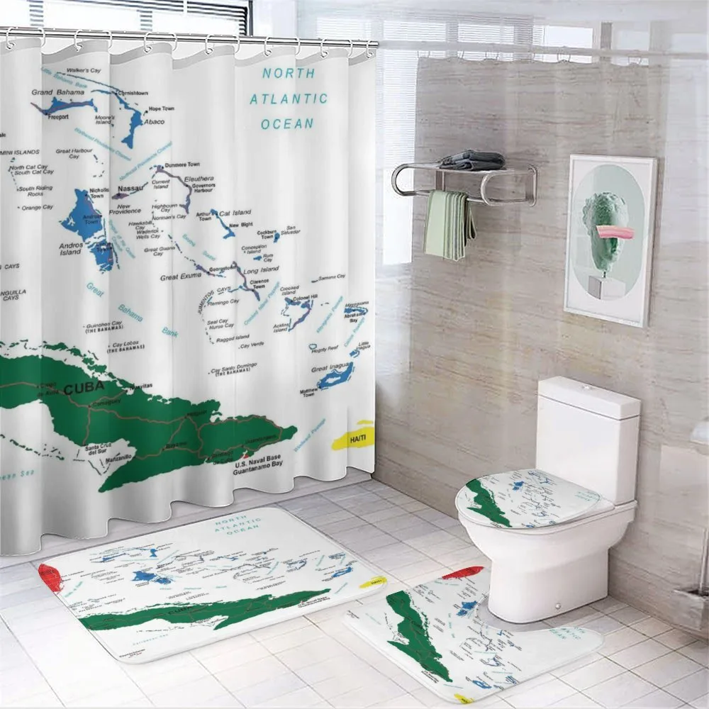 Bahamas Map Beach Ocean — 4-Piece Bathroom Set preview