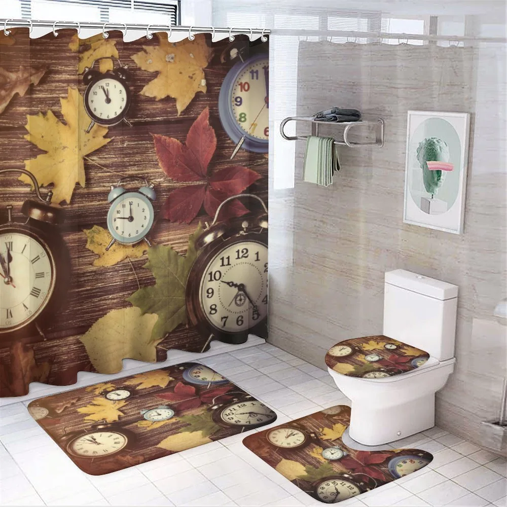 Clocks with Dry Leaves — 4-Piece Bathroom Set preview