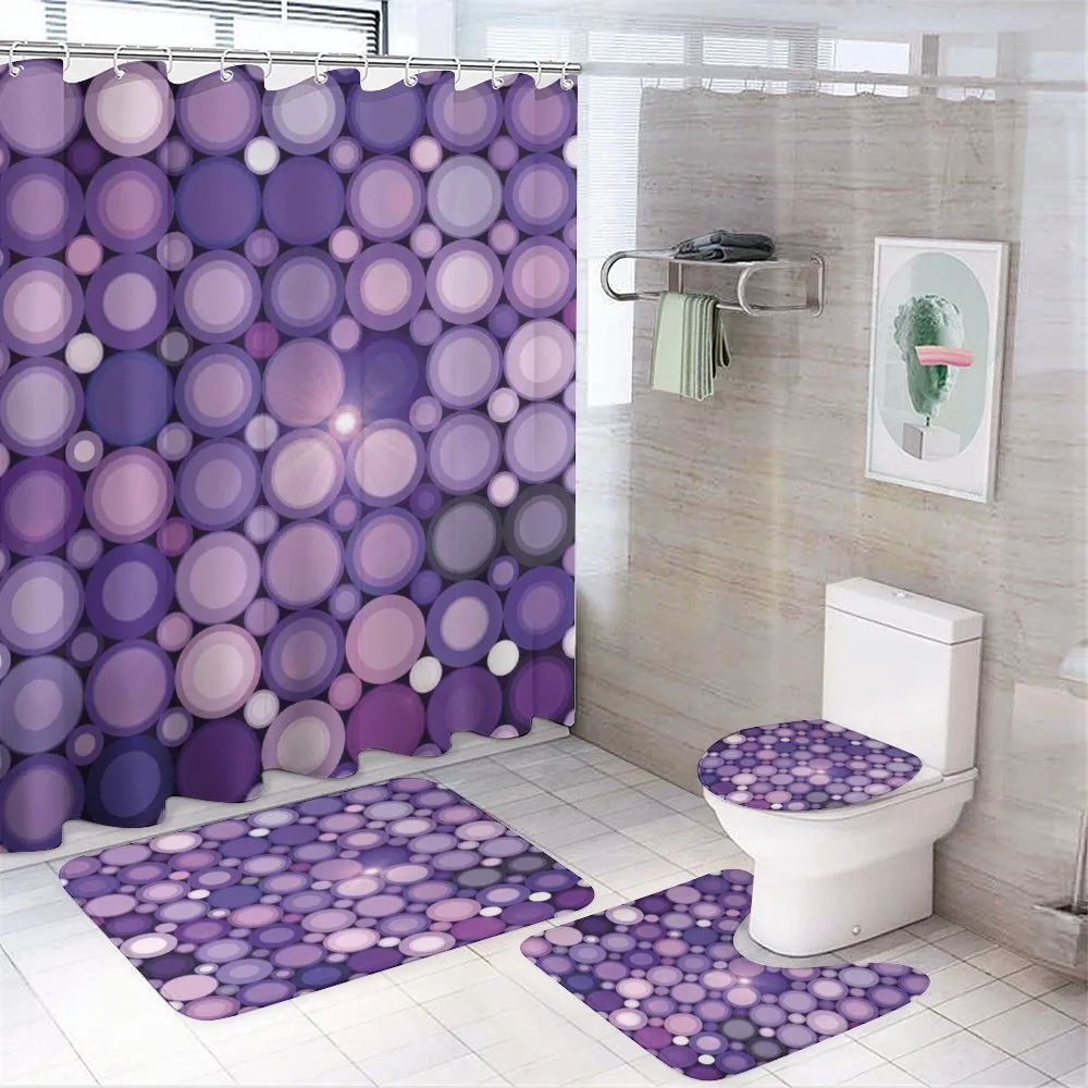 Geometric Violet Circles — 4-Piece Bathroom Set preview