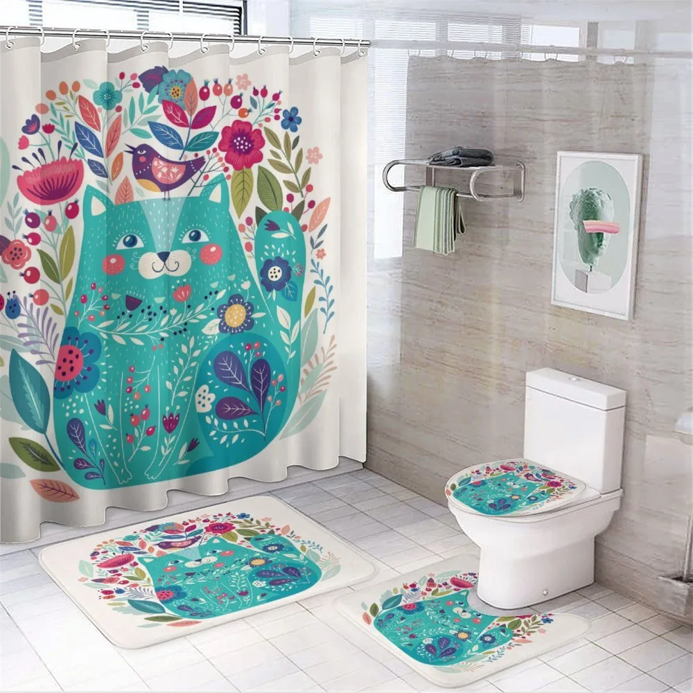 Kitty with Flower and Bird 4-Piece Bathroom Set product video
