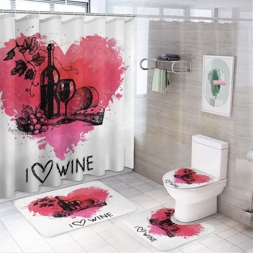 Sketch Watercolor Heart — 4-Piece Bathroom Set preview