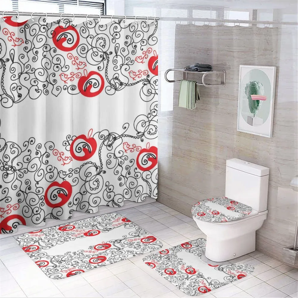 Sketchy Birds Swirls — 4-Piece Bathroom Set preview