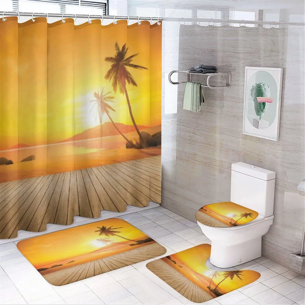 Wooden Deck Sunset — 4-Piece Bathroom Set preview