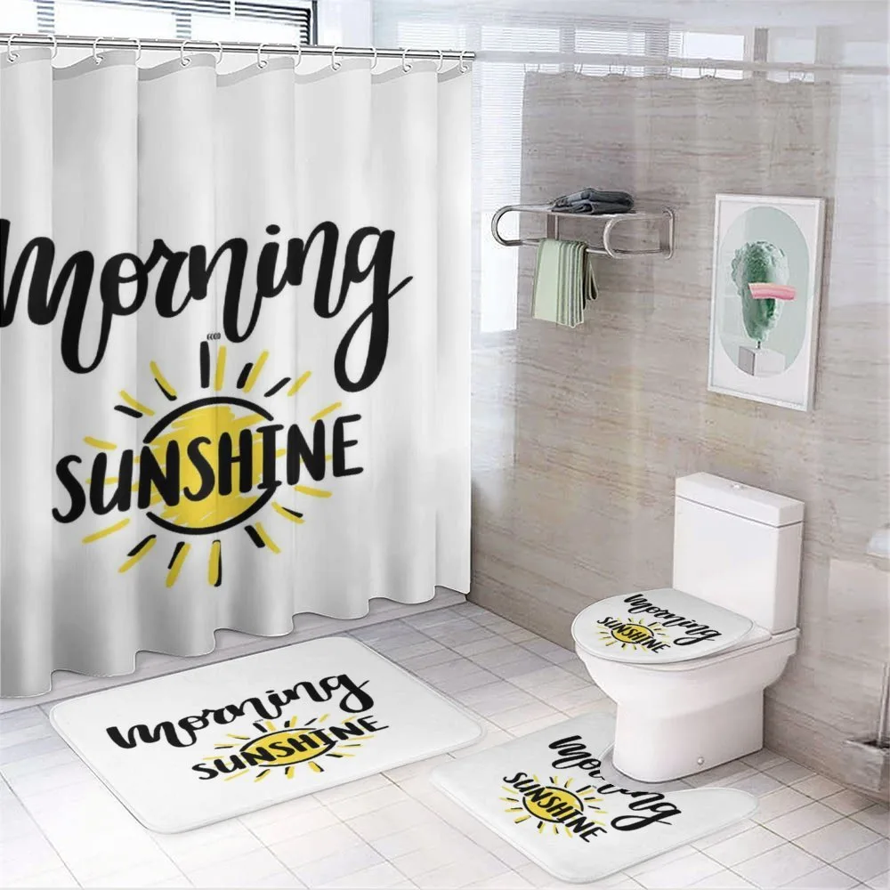 Doodle Morning Sunshine Text — 4-Piece Bathroom Set preview