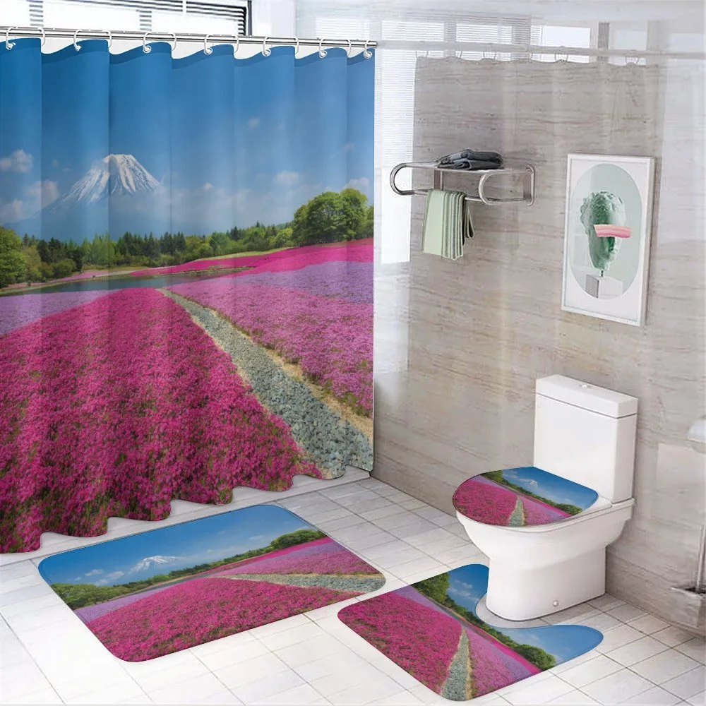 Flourishing Shibazakura Scene — 4-Piece Bathroom Set preview