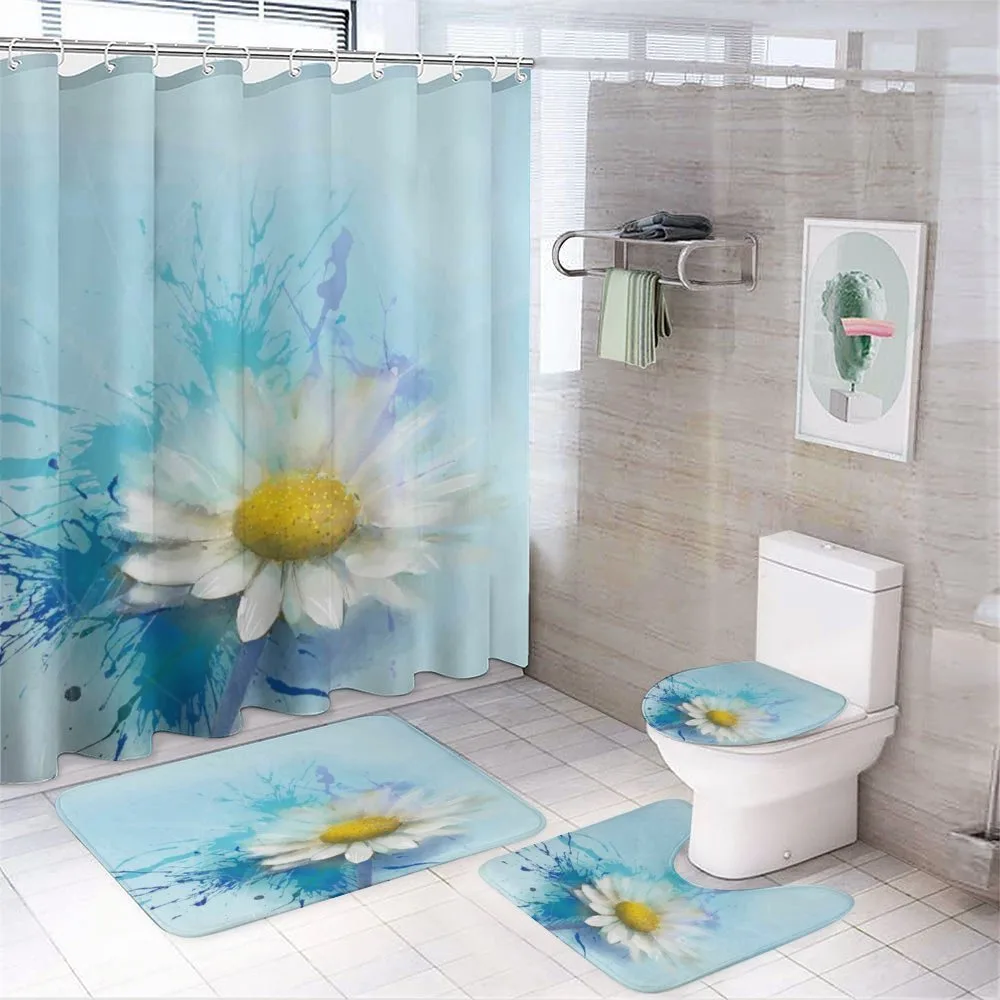 Painting Effect Daisy — 4-Piece Bathroom Set preview