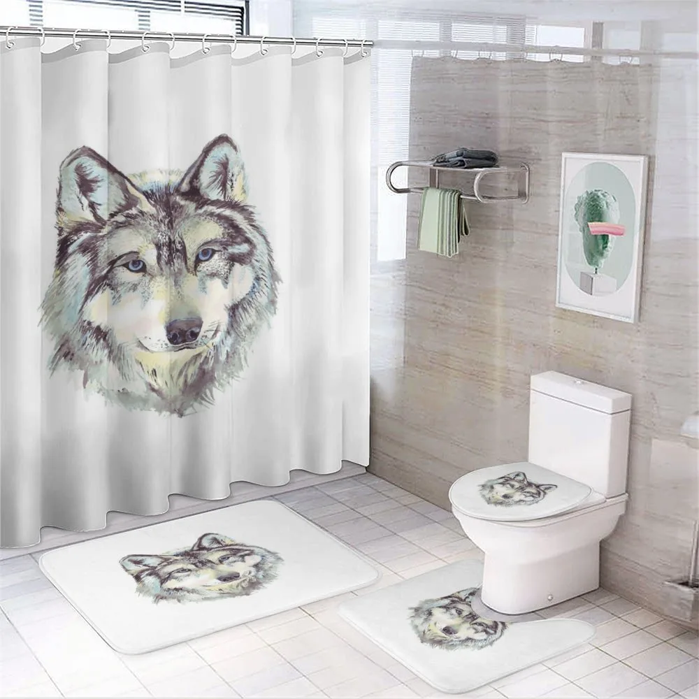 Hand Drawn Canine Head — 4-Piece Bathroom Set preview