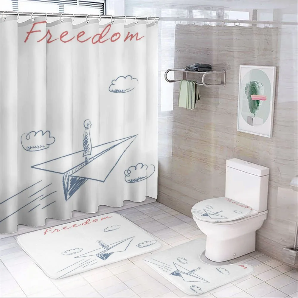 Paper Plane Sketch — 4-Piece Bathroom Set preview