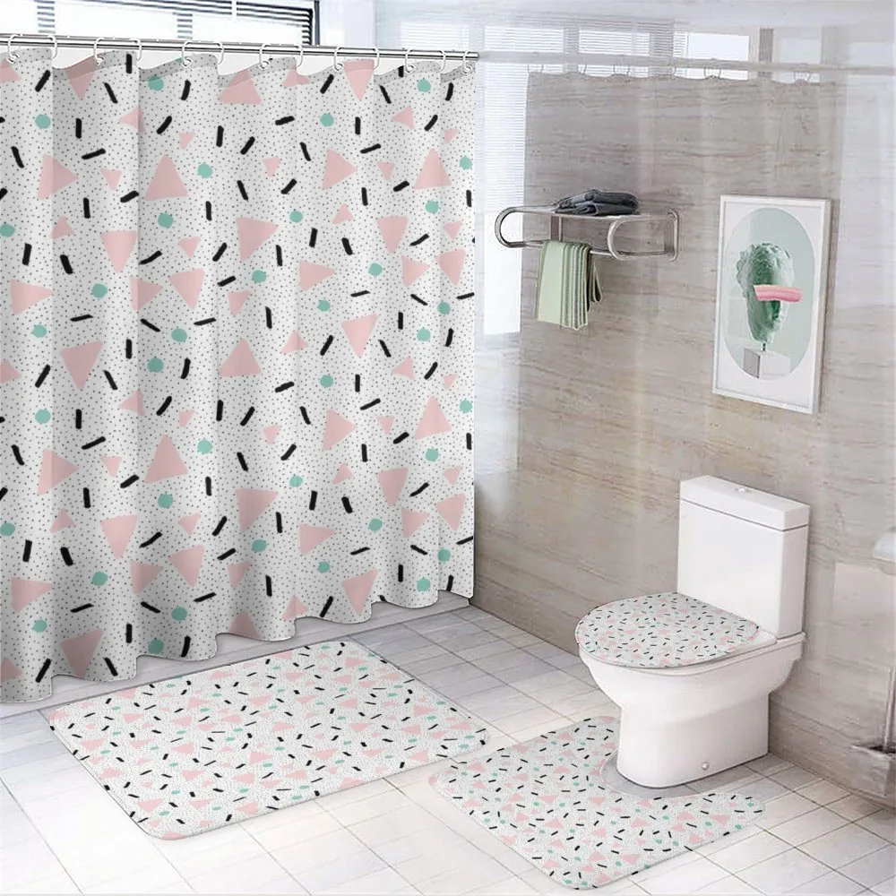 Retro Triangles Dots — 4-Piece Bathroom Set preview