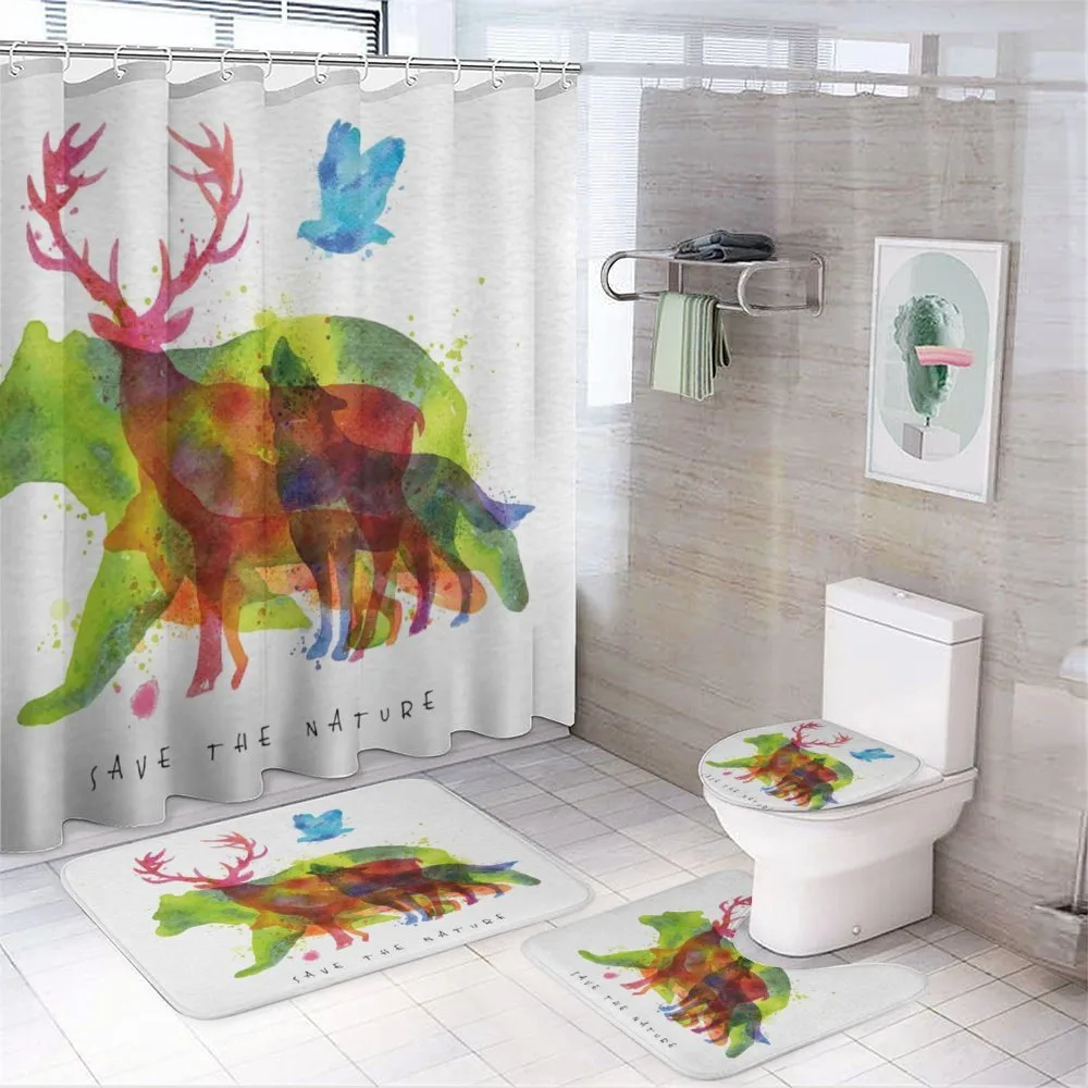 Alaska Animals Bear Wolf — 4-Piece Bathroom Set preview