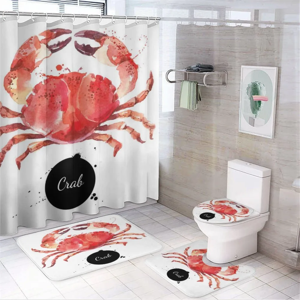 Ink Splatter King Crab — 4-Piece Bathroom Set preview