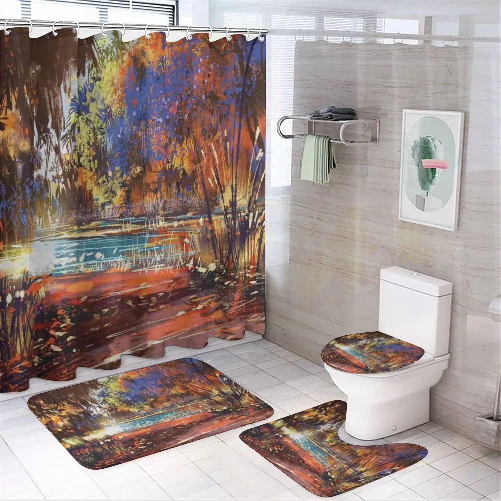 Painting Nature Pond — 4-Piece Bathroom Set preview