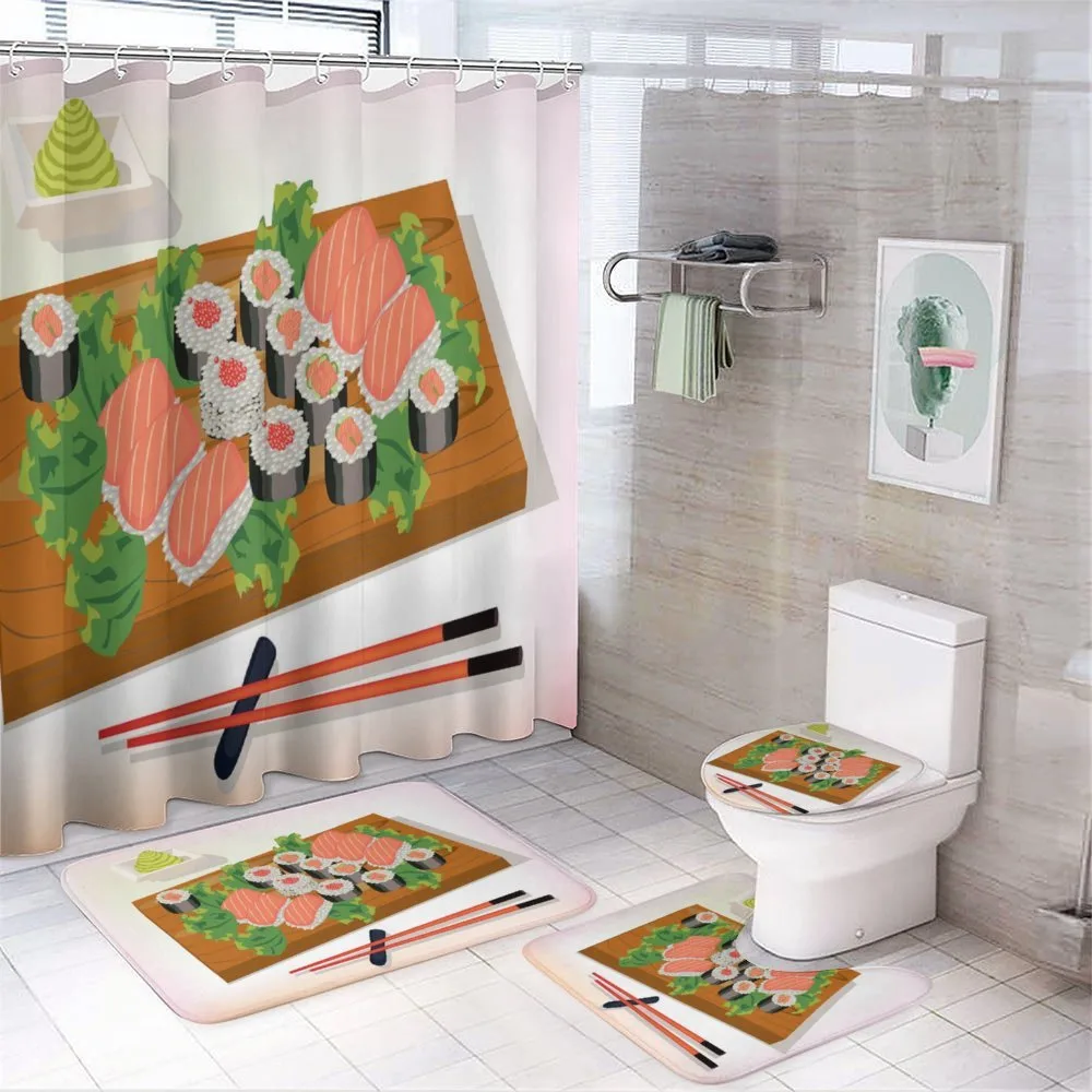 Plate of Tasty Food 4-Piece Bathroom Set product video
