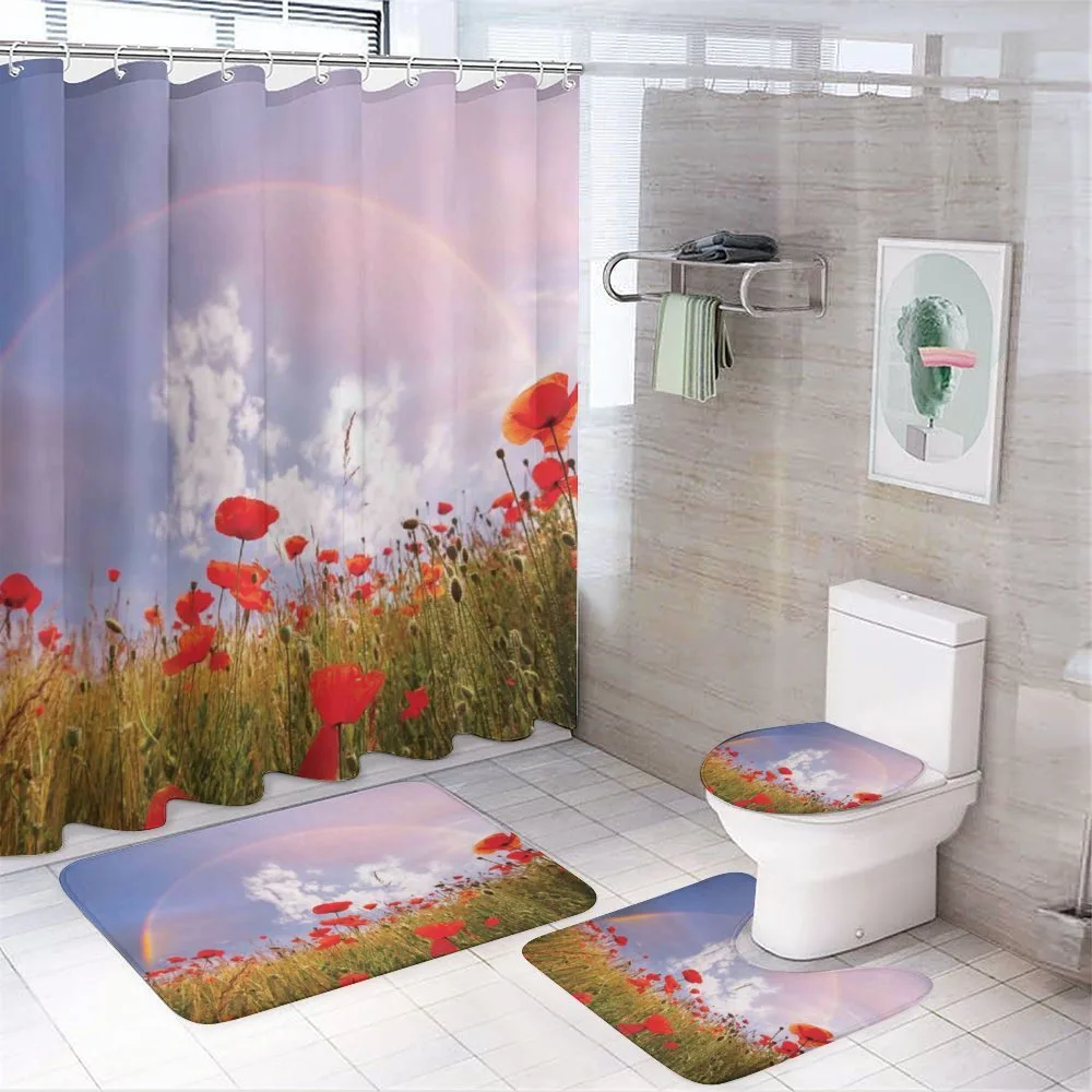 Poppy Flowers on Meadow — 4-Piece Bathroom Set preview