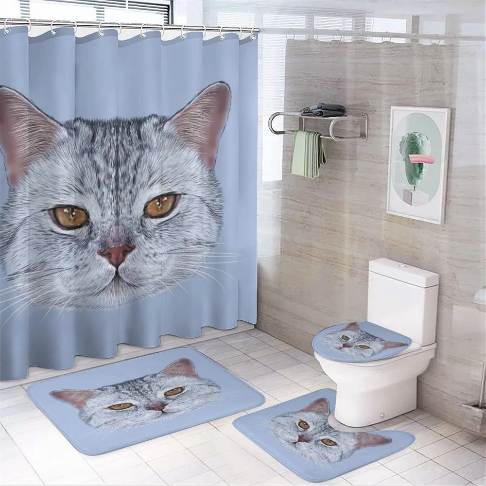 Scottish Hipster Kitty Pet — 4-Piece Bathroom Set preview