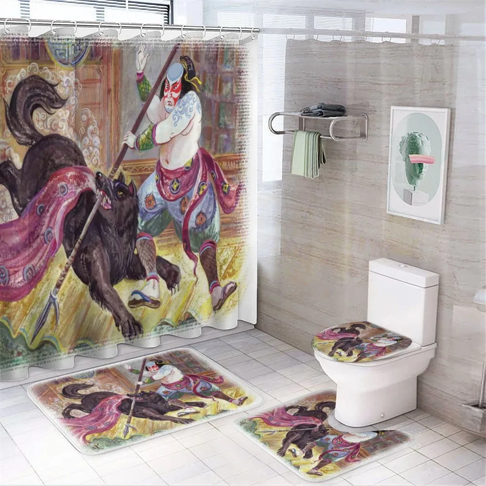 Brave Samurai and Wolf — 4-Piece Bathroom Set preview