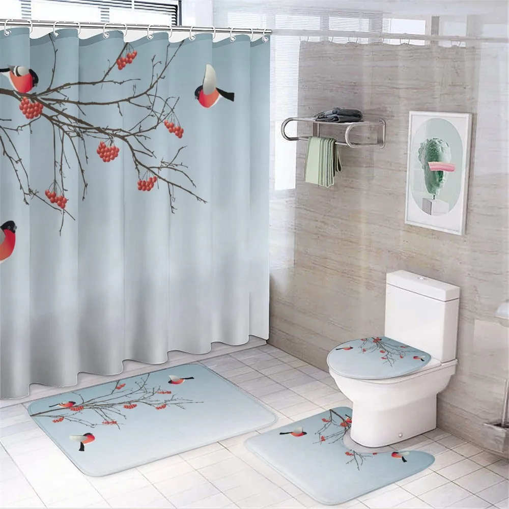 Bullfinch Birds Branches — 4-Piece Bathroom Set preview