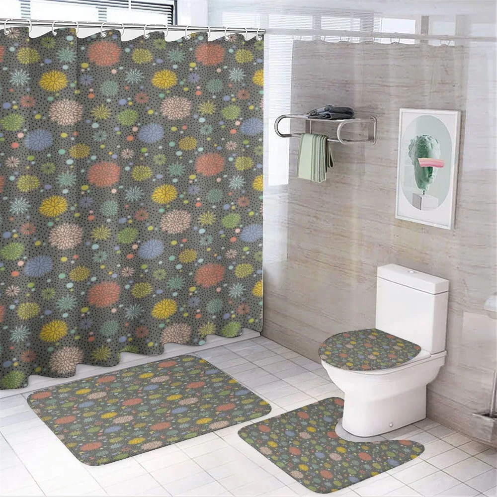 Colorful Fall Flowers 4-Piece Bathroom Set product video