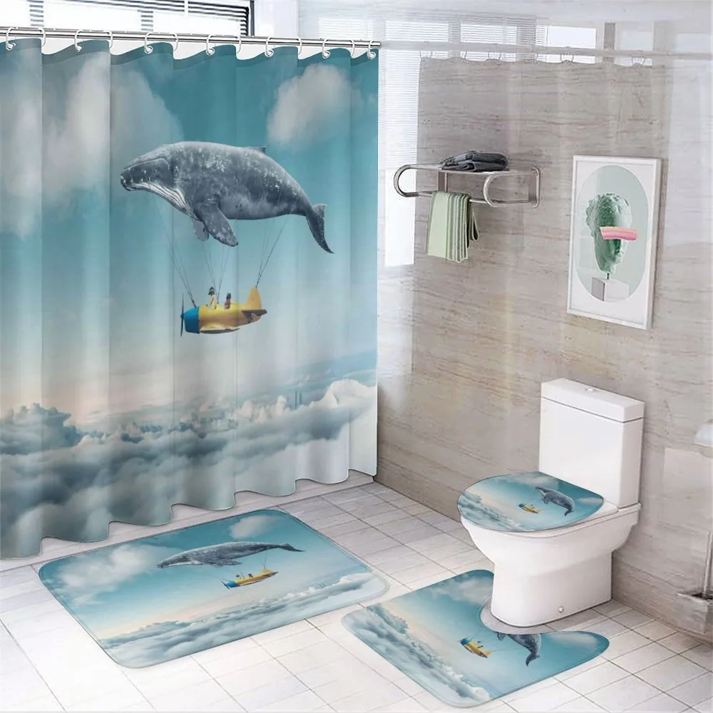 Dreamy View Whale Clouds — 4-Piece Bathroom Set preview