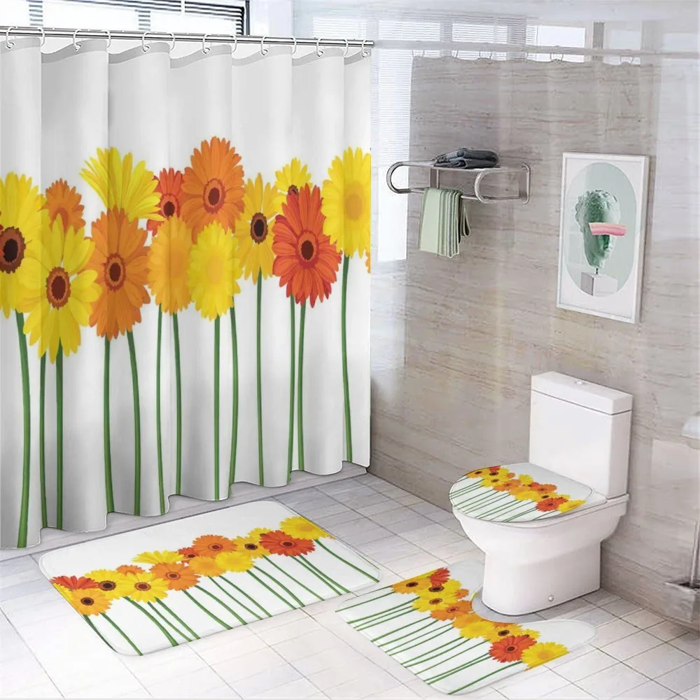 Flowers on Green Stems — 4-Piece Bathroom Set preview