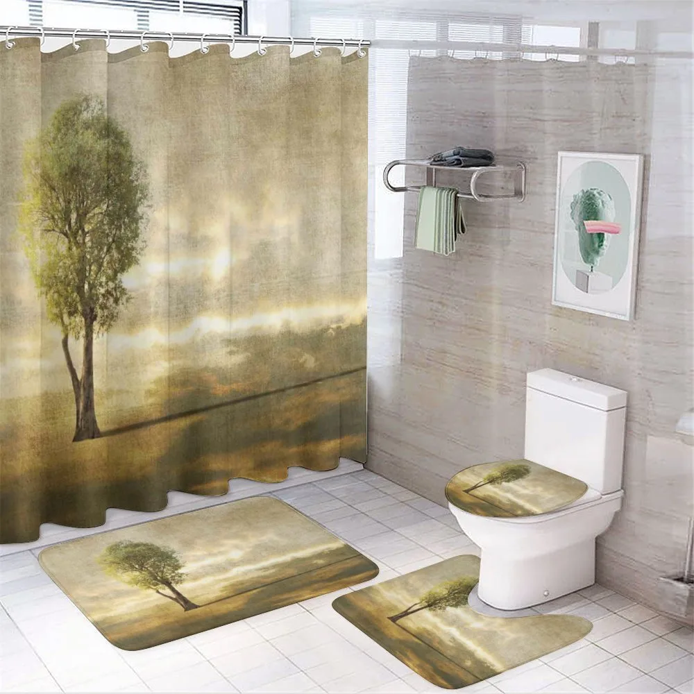 Lonely Tree in Beige Tones — 4-Piece Bathroom Set preview