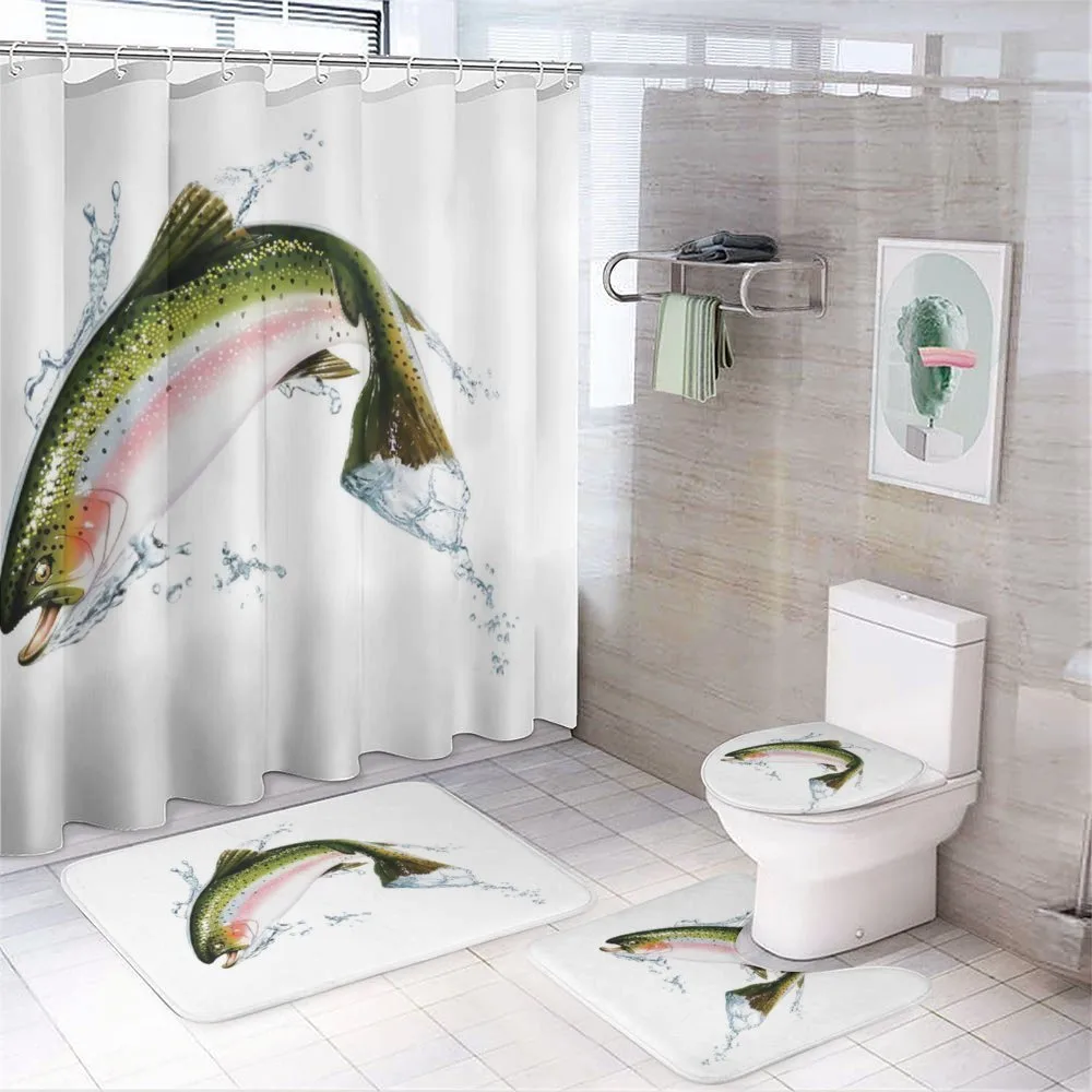 Salmon Photorealistic Art — 4-Piece Bathroom Set preview