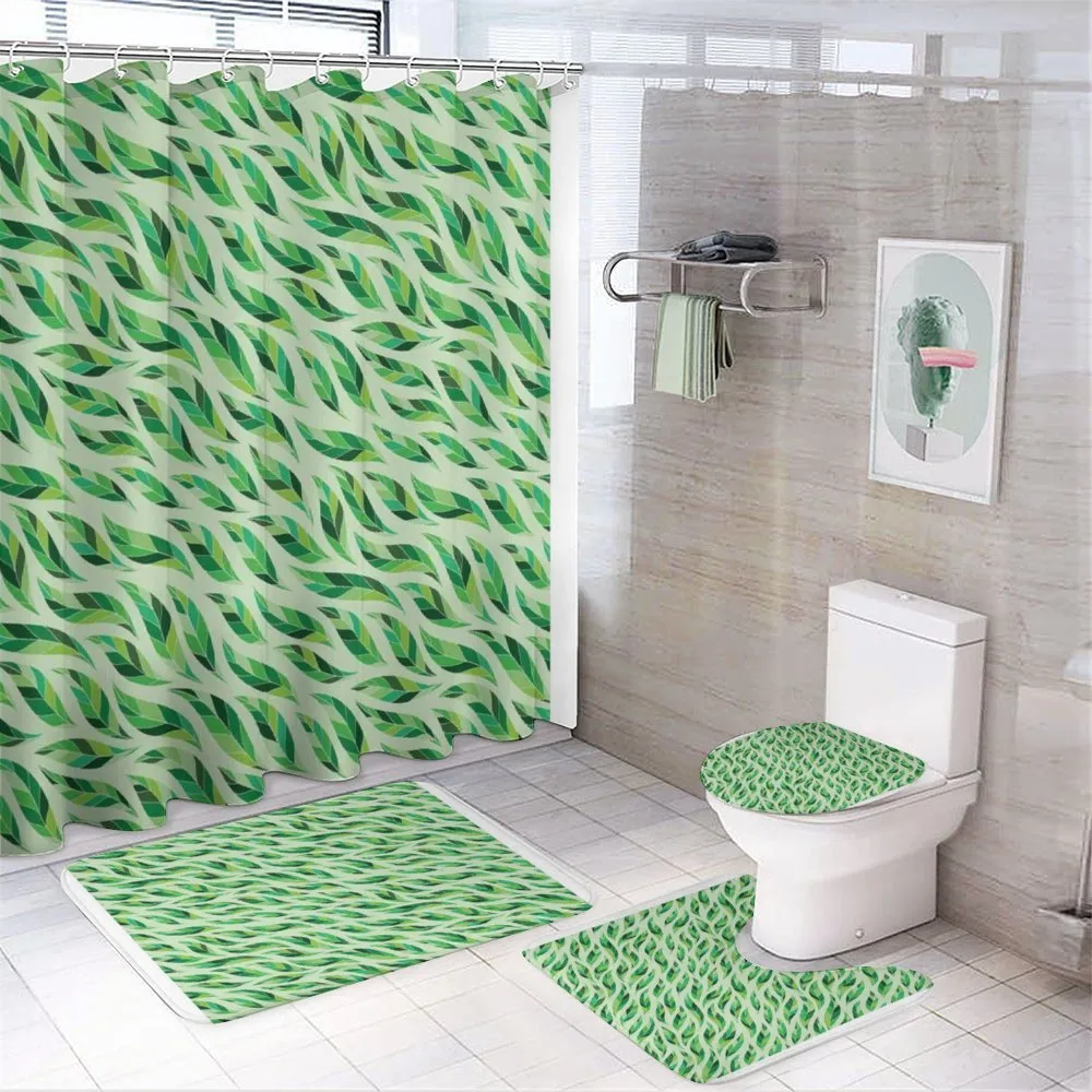 Abstact Wavy Tea Leaves — 4-Piece Bathroom Set preview