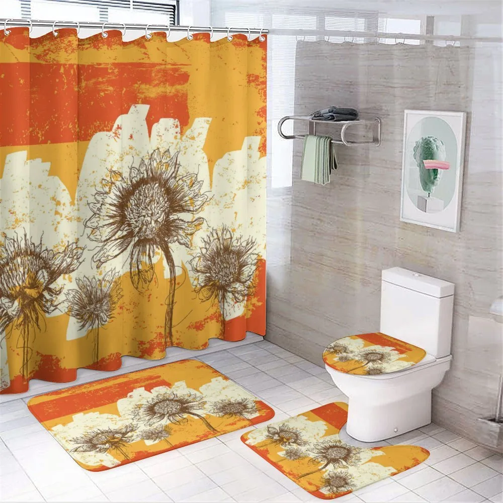 Abstract Drawing Flowers — 4-Piece Bathroom Set preview