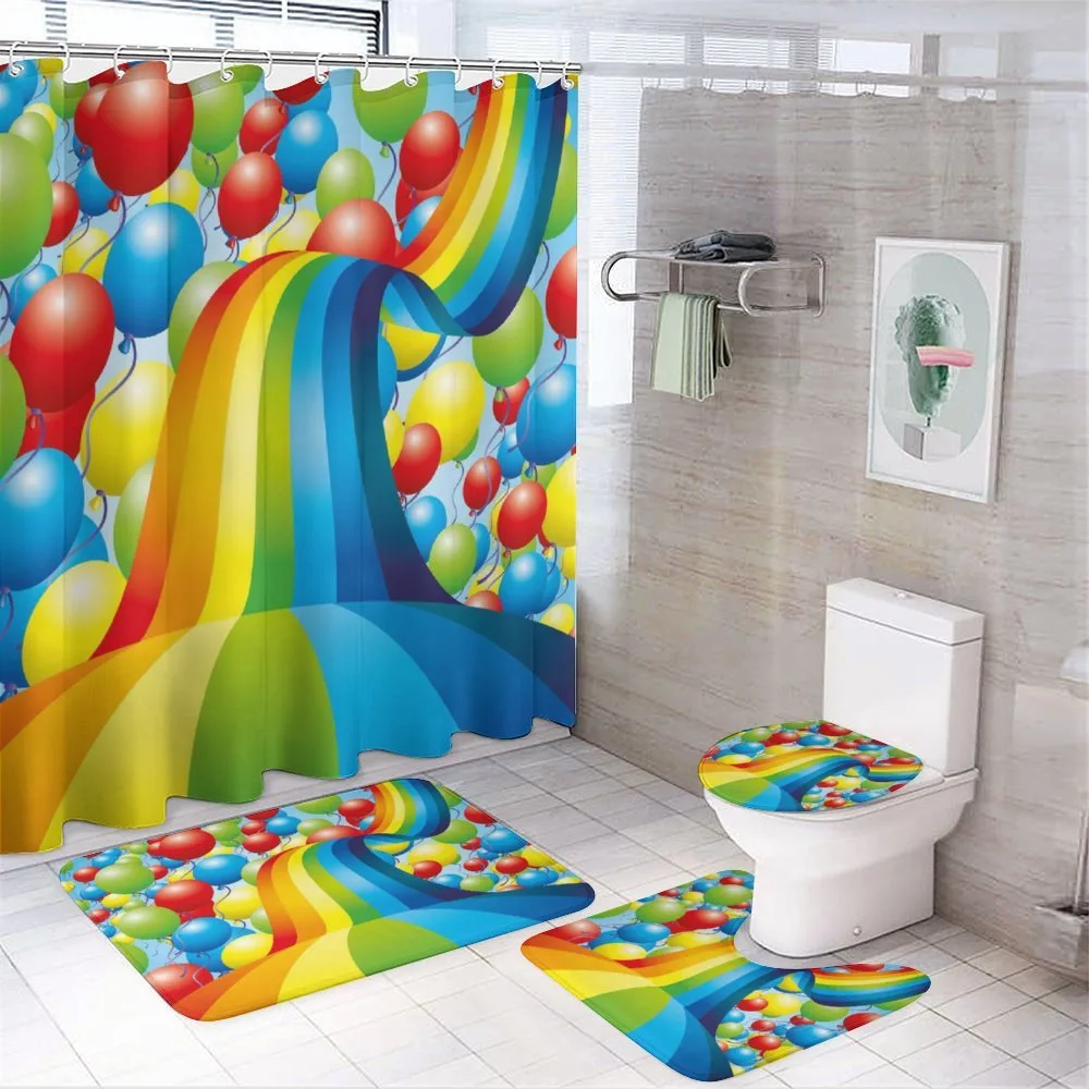 Balloons Ribbons Wavy — 4-Piece Bathroom Set preview
