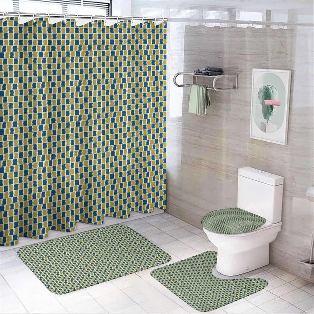 Bicolour Wavy Squares — 4-Piece Bathroom Set preview