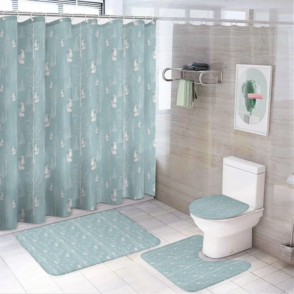Ermine and Bare Winter Trees 4-Piece Bathroom Set product video