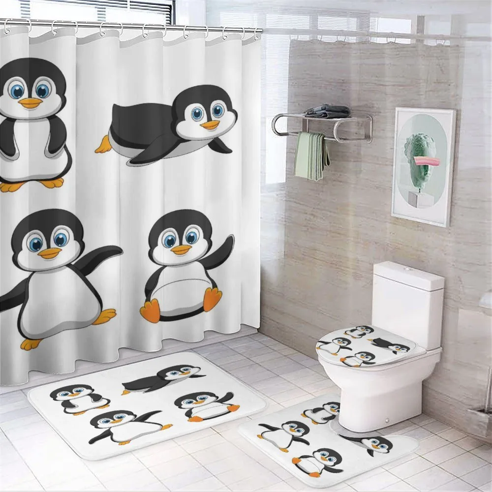 Penguin Cartoon Fun — 4-Piece Bathroom Set preview
