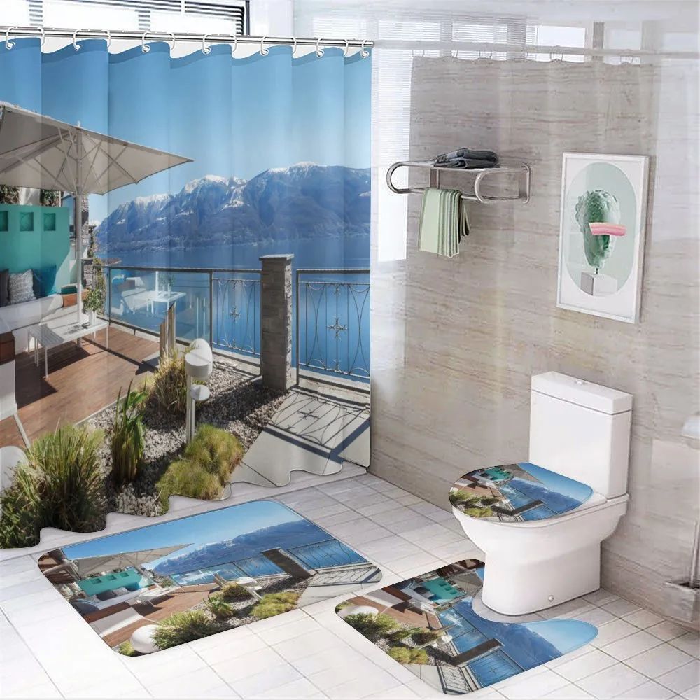 Snowy Mountain Ocean — 4-Piece Bathroom Set preview