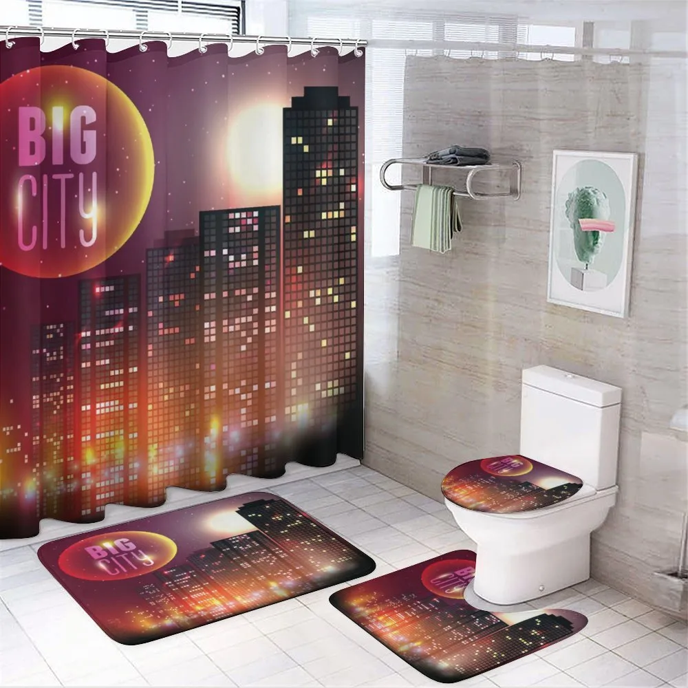Urban City Night Skyline — 4-Piece Bathroom Set preview
