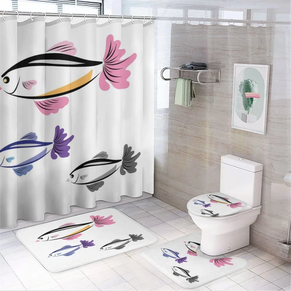 Bird Faced Animals Swim — 4-Piece Bathroom Set preview