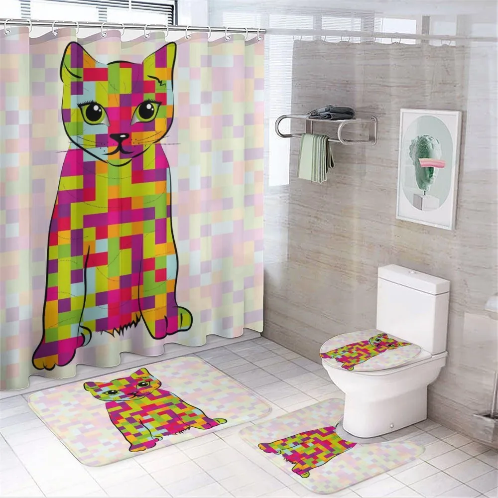 Cat Digital Colors 4-Piece Bathroom Set product video