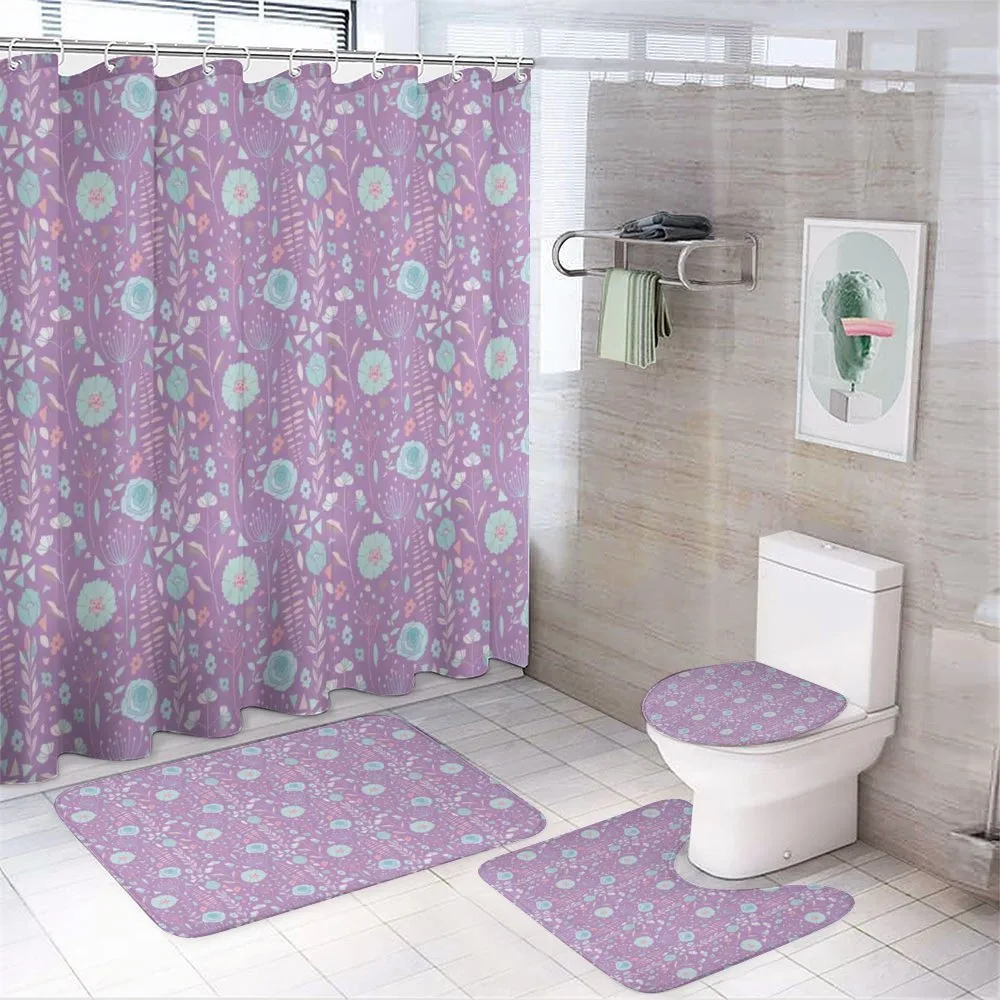 Doodle Flowers Foliage — 4-Piece Bathroom Set preview