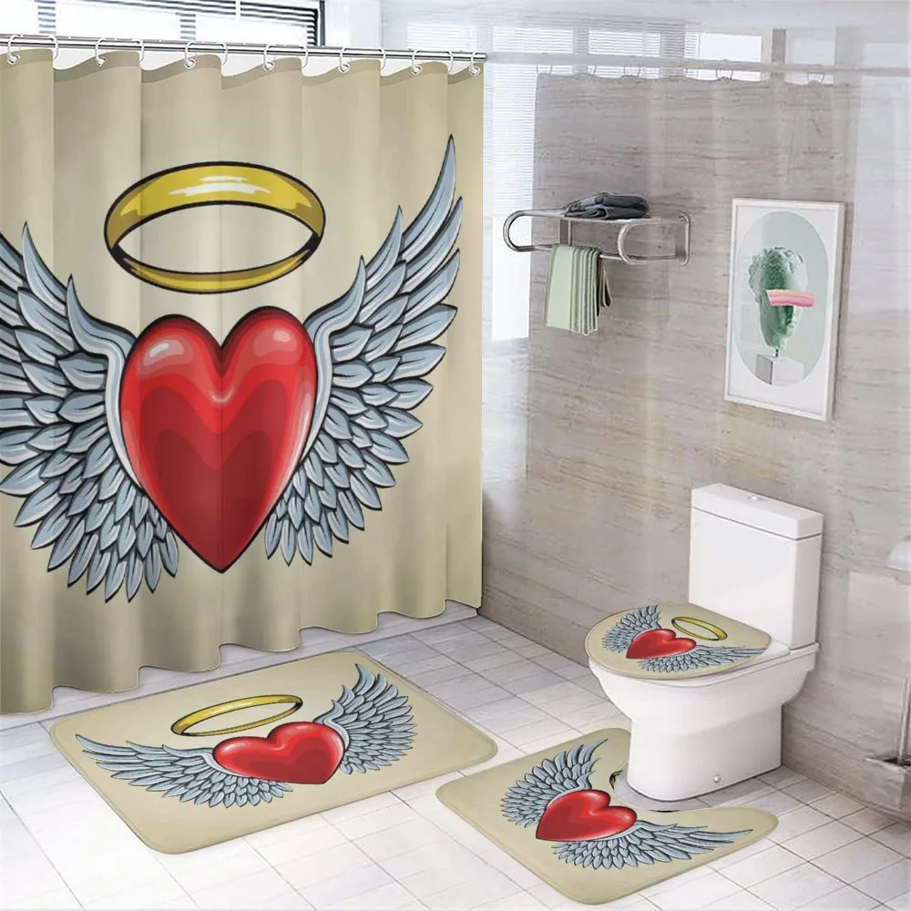 Doodle Heart with Love — 4-Piece Bathroom Set preview