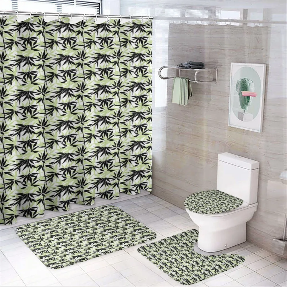 Eastern Bamboo Leaf Pattern — 4-Piece Bathroom Set preview