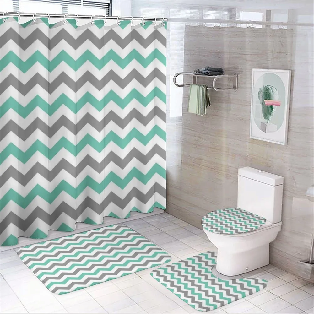 Geometric Wavy Zigzag — 4-Piece Bathroom Set preview