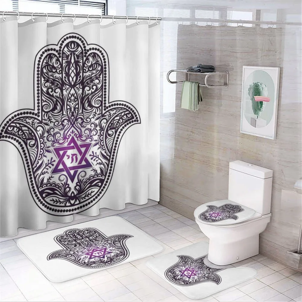 Hand Drawn Swirls and Curls — 4-Piece Bathroom Set preview