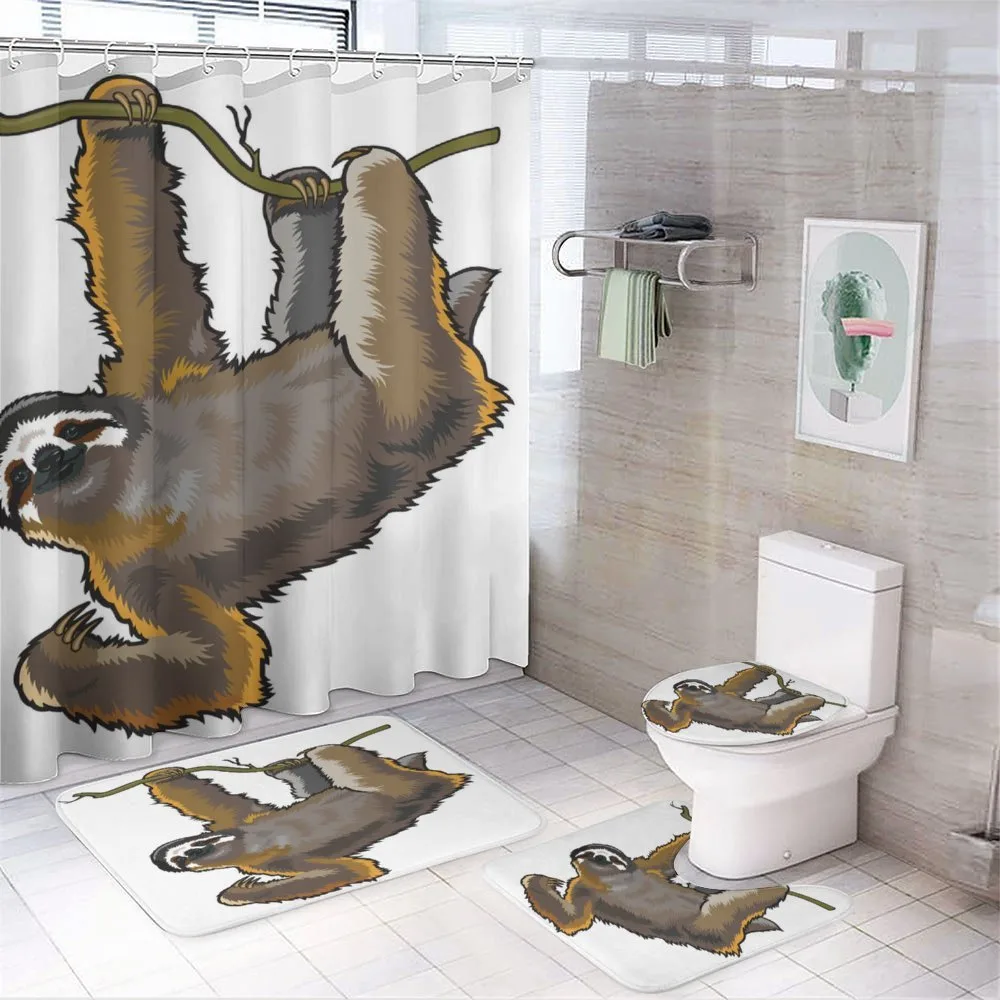Lazy Sloth Bear Cartoon — 4-Piece Bathroom Set preview