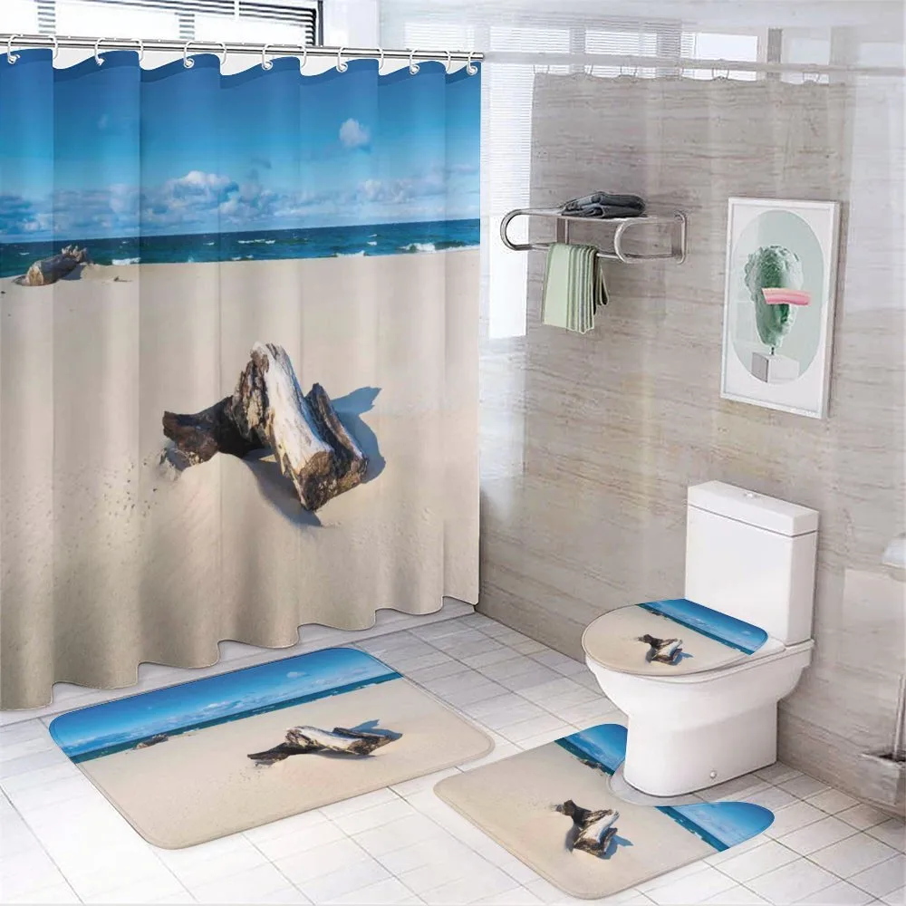 Sandy Sea Shore Digital 4-Piece Bathroom Set product video