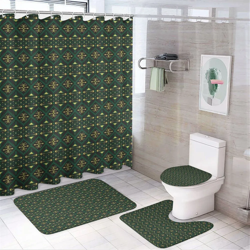 Tribal Motifs and Shapes Print — 4-Piece Bathroom Set preview