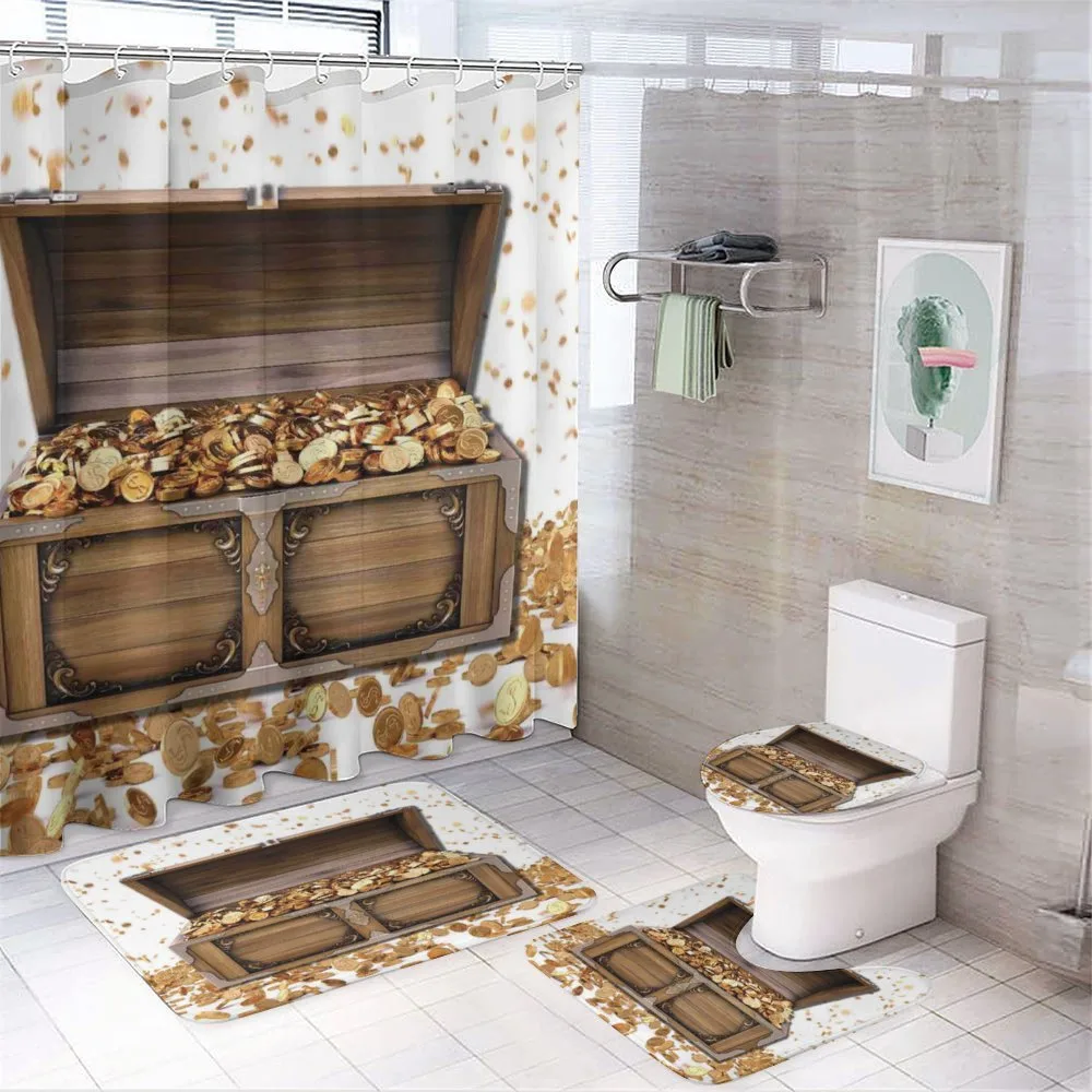 Wealth Themed Gold Coins — 4-Piece Bathroom Set preview