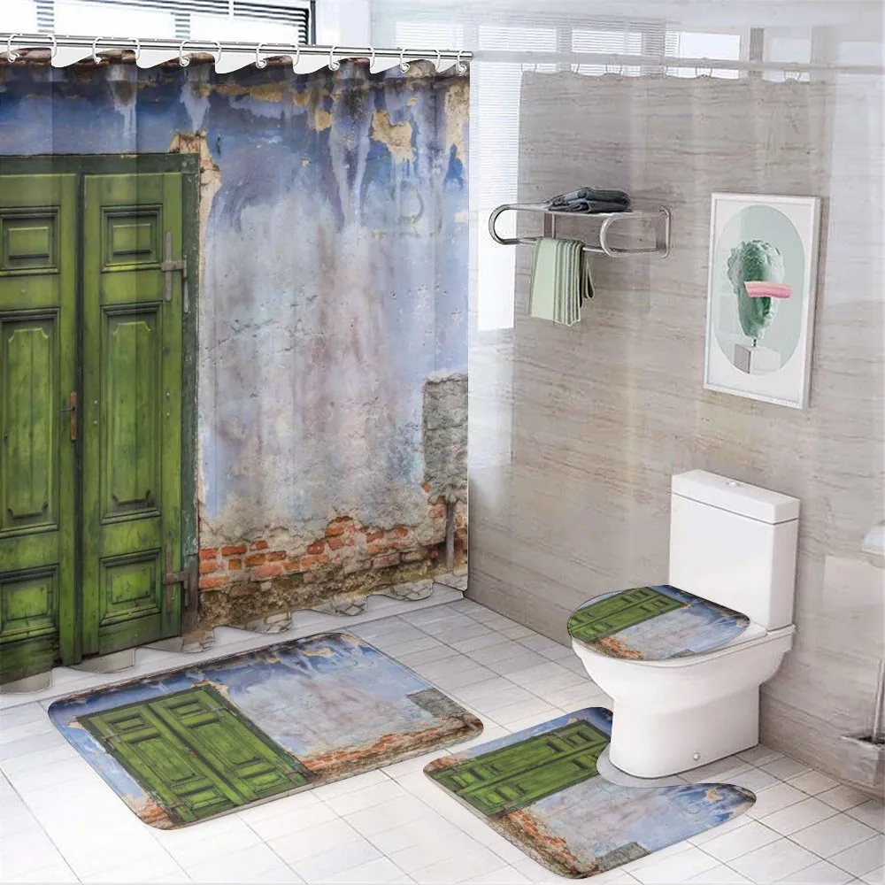 Colored House Old Door — 4-Piece Bathroom Set preview